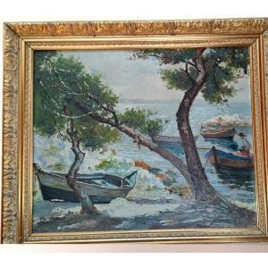 Seascape Painting Signed Jean Baptiste Conio