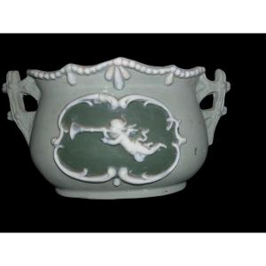 20th Century Biscuit Porcelain Planter And Small Vase