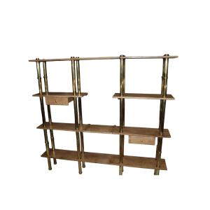 Solid Oak And Brass Bookcase. Two Drawers And One Freestanding Shelf.