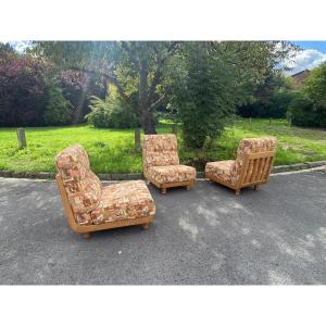 Guillerme And Chambron, Sofa Composed Of Three Independent Armchairs Circa 1970