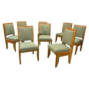 Guillerme And Chambron, Suite Of 8 Oak Chairs, Edition Your House Circa 1950/1960