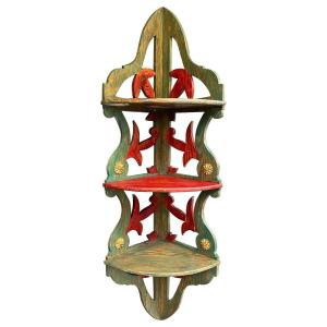 Stained Pine Shelf, Popular Art Work Around 1900,