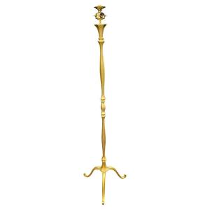 Very Chic Floor Lamp 1940 In Golden Metal