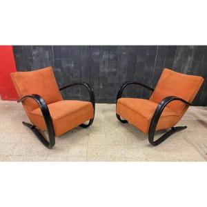 Jindrich Halabala (1903-1978) Pair Of Art Deco Armchairs, H269, Circa 1930