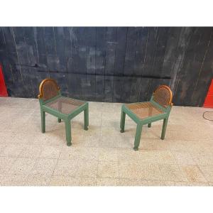 Paire De Petites Chaises Art Deco , Travail Belge Circa 1925