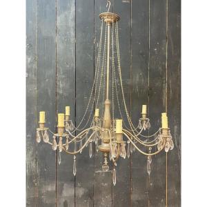 Grand Lustre En Métal Argenté Attribué à La Maison Jansen Circa 1950/1960