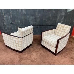 Dim Petit & Joubert 4 Art Deco Period Armchairs, Fully Restored, Circa 1930