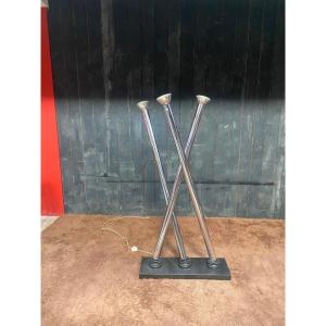 Articulated Floor Lamp, In Chromed Metal, Italian Work Circa 1980