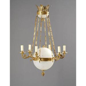 Suspension In Engraved Glass And Bronze Circa 1950