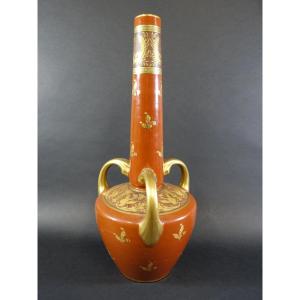 Large Art Deco Ceramic Vase, Jaget And Pinon Tours, Circa 1930