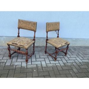 Pair Of Louis XIII Style Chairs, Circa 1900