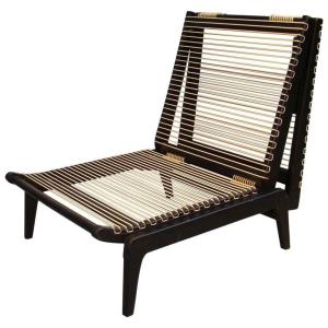 Georges Tigien , Intéressant Fauteuil Transformable En Chauffeuse Et Lit d'Appoint , Circa 1960