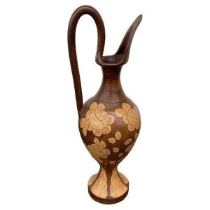 Very Large Decorated Terracotta Jug Circa 1950 (89cm)