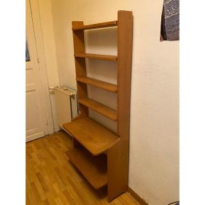 Guillerme And Chambron, Oak Bookcase, Edition Vos Maison Circa 1960/1970
