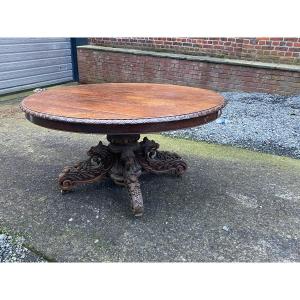 Large Pedestal Table, Or Table In Solid Oak Louis 13 Style, Circa 1900/1930, Up To 350 Cm