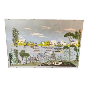 René Fumeron: Acrylic On Paper, Tapestry Project. Signed.