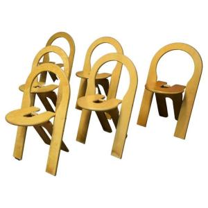 Roger Tallon, Rare Suite Of 6 Folding Chairs, Sentou Edition, Circa 1960