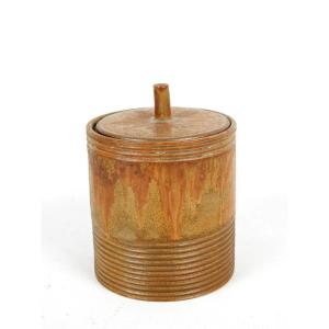 Denbac, Covered Box In Enamelled Stoneware, Circa 1950, Signed