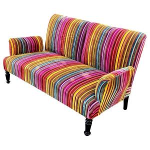 Napoleon 3 Sofa, Restored, Multicolor Velvet