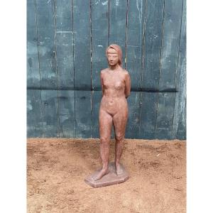 Sculpture In White Earth Attributed To Perugini Mario, Circa 1960