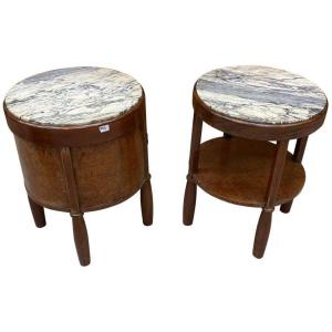 Two Art Deco Bedside Tables, Can Be Paired Circa 1920/1930