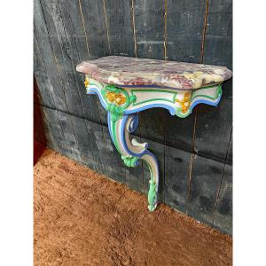 Charming Patinated Console And Its Marble End Of The 19th Century