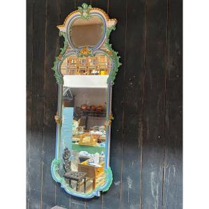 Large Patinated Mirror, Late 19th Century, Old Patina