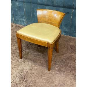 Art Deco Dressing Table Seat In Solid Walnut, Circa 1930