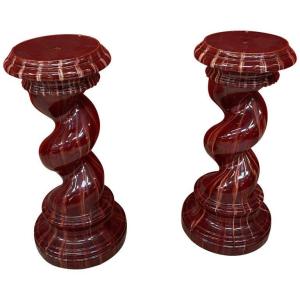 Pair Of Ceramic Columns Attributed To Massier, Circa 1900