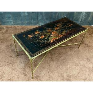 Maison Bagues, Bronze And Lacquer Coffee Table Circa 1950/1960