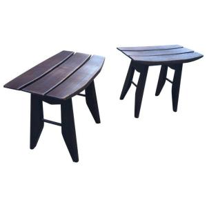 Guillerme Et Chambron, Pair Of Stools, Edition Votre Maison Circa 1970