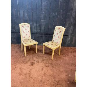Pair Of Art Deco Lacquered Wood Chairs Circa 1920/1930