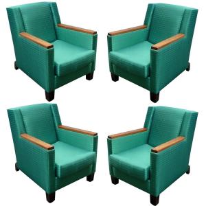 André Domin And Marcel Genevrière. 4 Art Deco Armchairs, For Maison Dominique Circa 1930