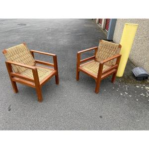 3 Vintage Armchairs In The Style Of Audoux And Minet Circa 1950/1960 