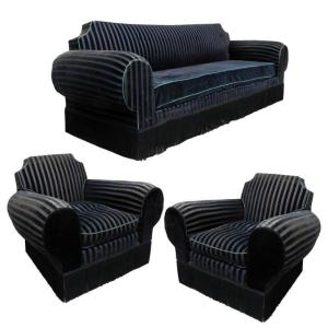 Andre Arbus (attributed To) Living Room 1940/1950 Composed Of A Large Sofa And Two Armchairs 