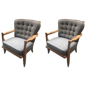 Guillerme Et Chambron, Pair Of "josé" Armchairs Edition Votre Maison Circa 1970