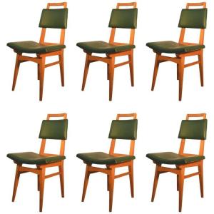 Set Of 6 Original 1950s Solid Oak Chairs
