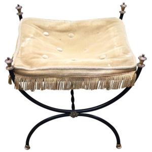Curule Stool In Lacquered Metal Circa 1950/1960