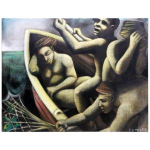 Michèle Demedts (1958) Large Painting Circa 1970/1980