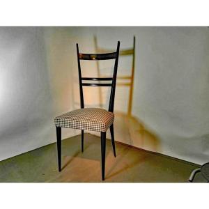 Edition Roset 1959, Elegant High-backed Chairs, Gio Ponti Style, In Blackened Ash