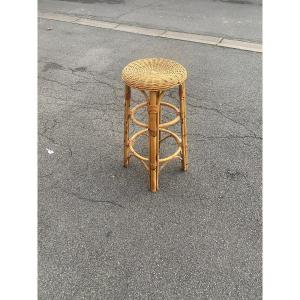 High Stool In Bamboo And Rattan Circa 1950/1960