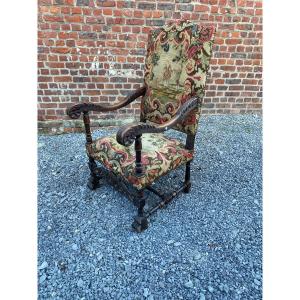 Louis XIII Style Oak Armchair Circa 1900/1930