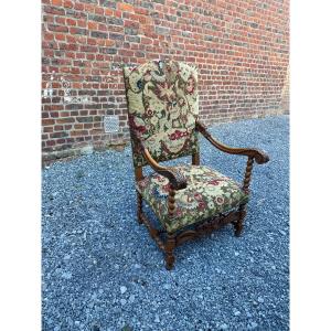 Louis XIII Style Oak Armchair Circa 1900/1930
