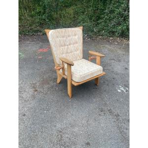 Guillerme Et Chambron, Oak Armchair, Edition Votre Maison, Circa 1970