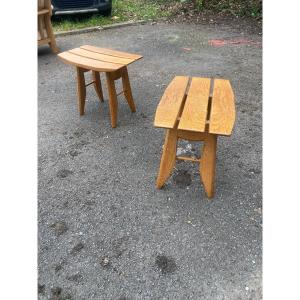 Guillerme And Chambron, Pair Of Stools "your House Edition" Circa 1970