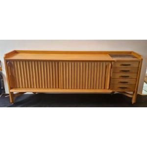 Guillerme Et Chambron, Elegant Saint Veran Sideboard "your House Edition Circa 1970