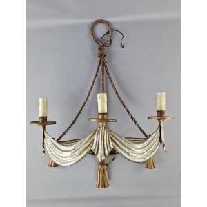 Neo-classical Art Deco Wall Lamp In Gold And Silver Metal Circa 1940/1950