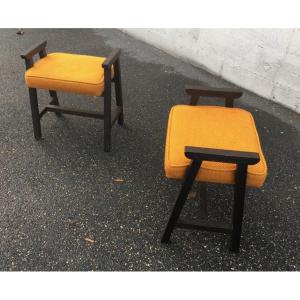 Guillerme And Chambron, Pair Of Stools "your House Edition" Circa 1970