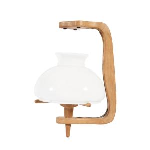 Guillerme Et Chambron, Oak And Opaline Pendant Light, Edition Votre Maison, Circa 1970