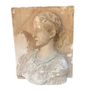 Plaster High Relief Possibly Depicting A Roman Emperor